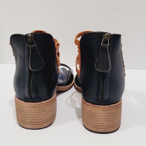 Gee WaWa Sandals Women Sz 10 M Black Brown Leather Ankle Strap Heels Hand Made - Picture 7 of 13